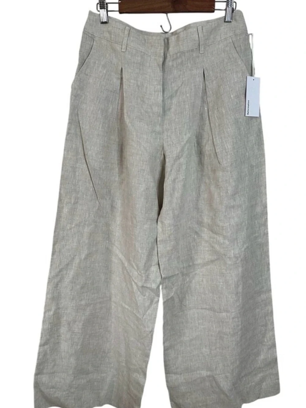 Reformation Asher Linen Low Rise Pant in Oatmeal Womans 6